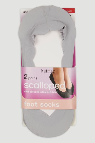 2 Pack Grey Scalloped Footsies
