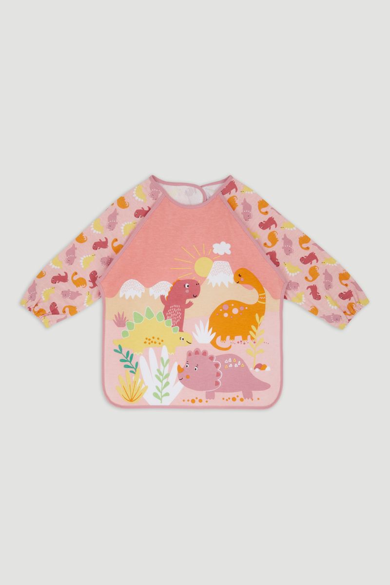 Pink Dino Coverall Bib