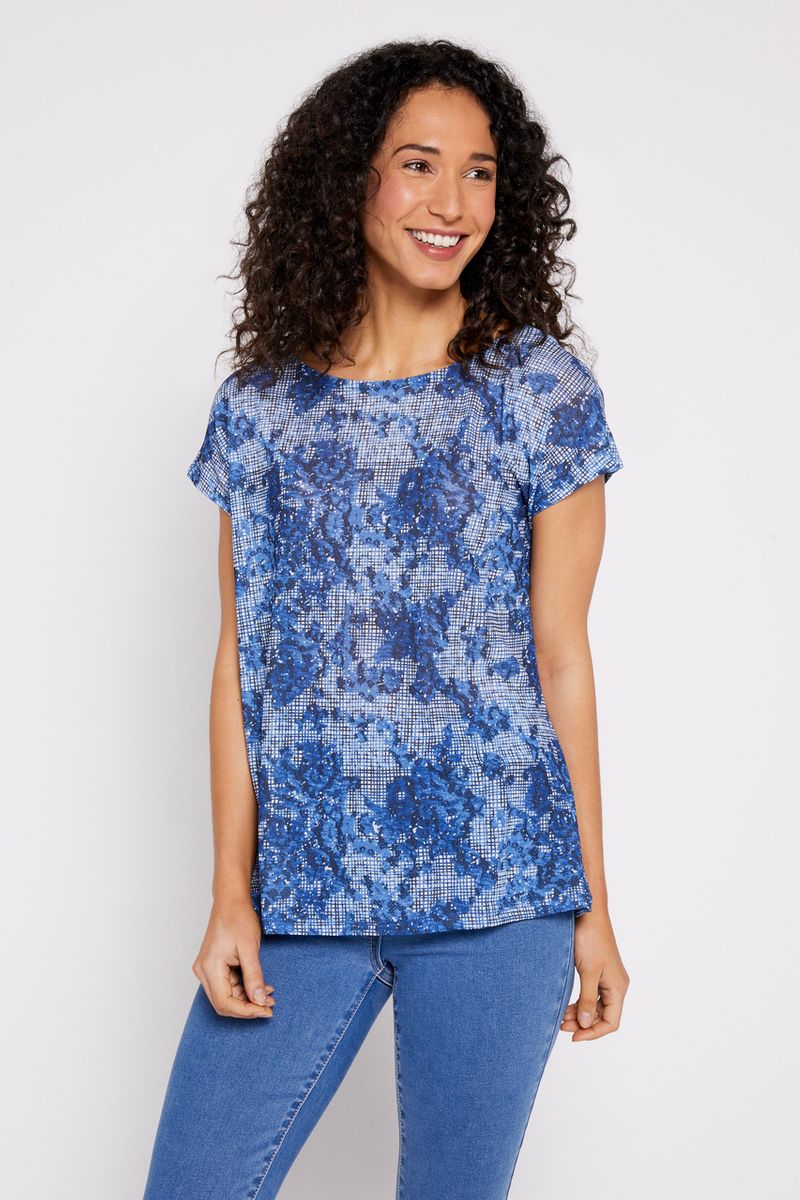 Floral Crosshatch Top