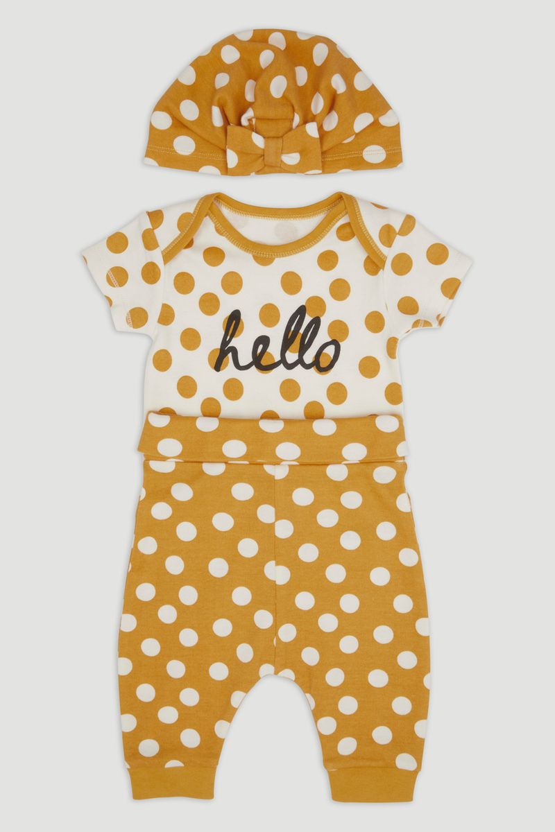 3 Piece Yellow Spot Print Set