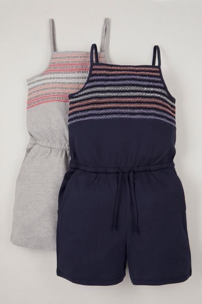 2 Pack Navy & Grey Jersey playsuits