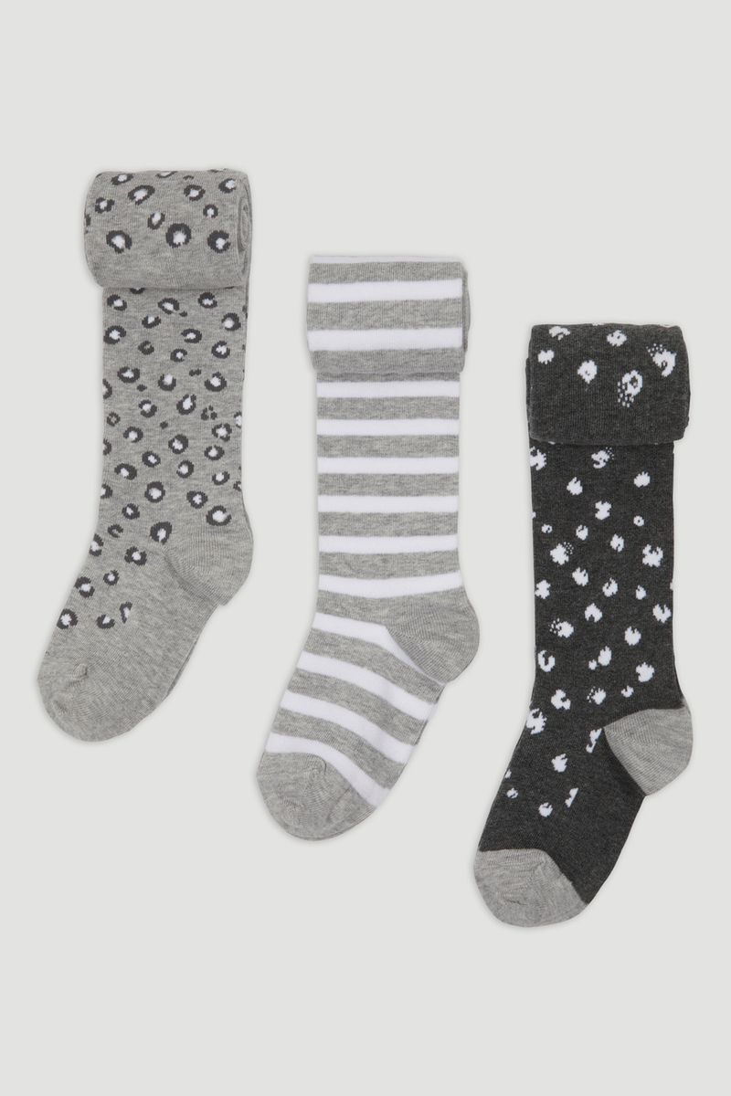 3 Pack Monochrome Animal Tights