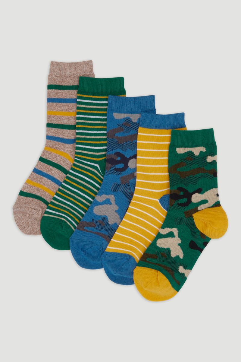 5 Pack Camo Print Socks