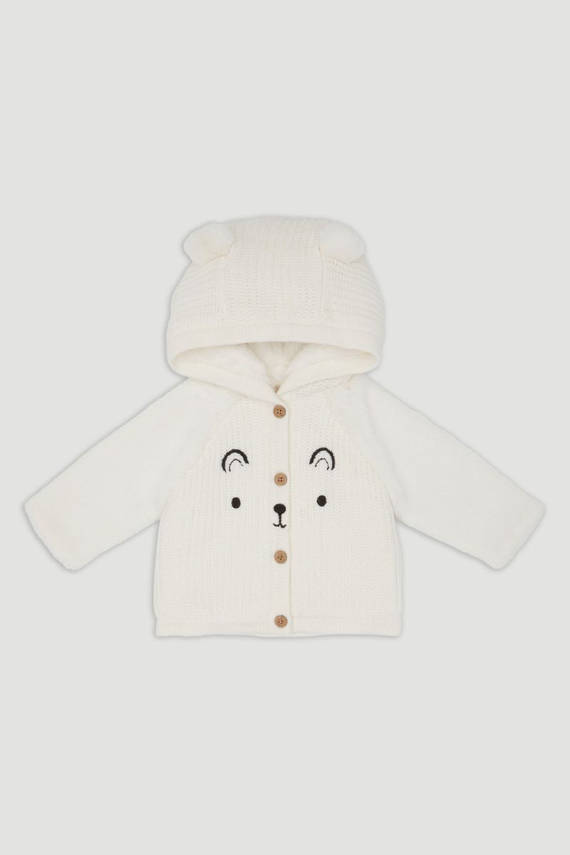 Cream Bear Face Cardigan