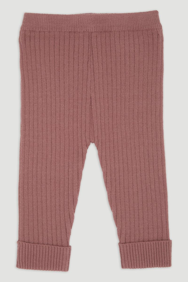 Dusty Pink Rib Knitted Leggings