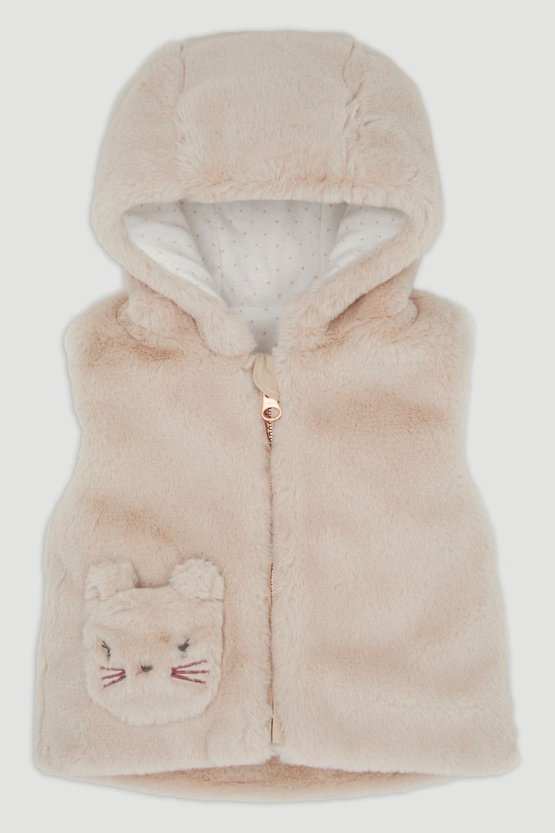 Stone Faux Fur Pocket Gilet