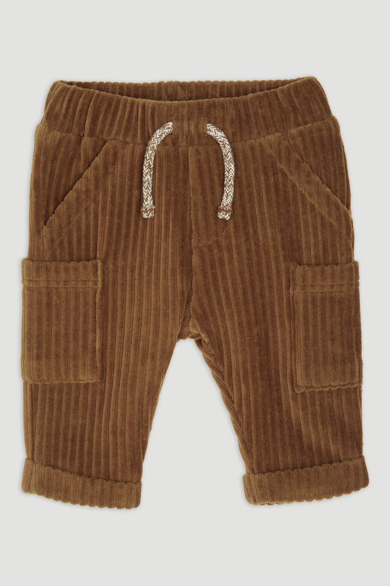 Brown Velour Ribbed Joggers