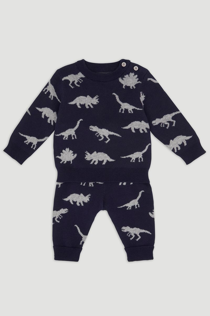 Navy Dinosaur Knitted Set