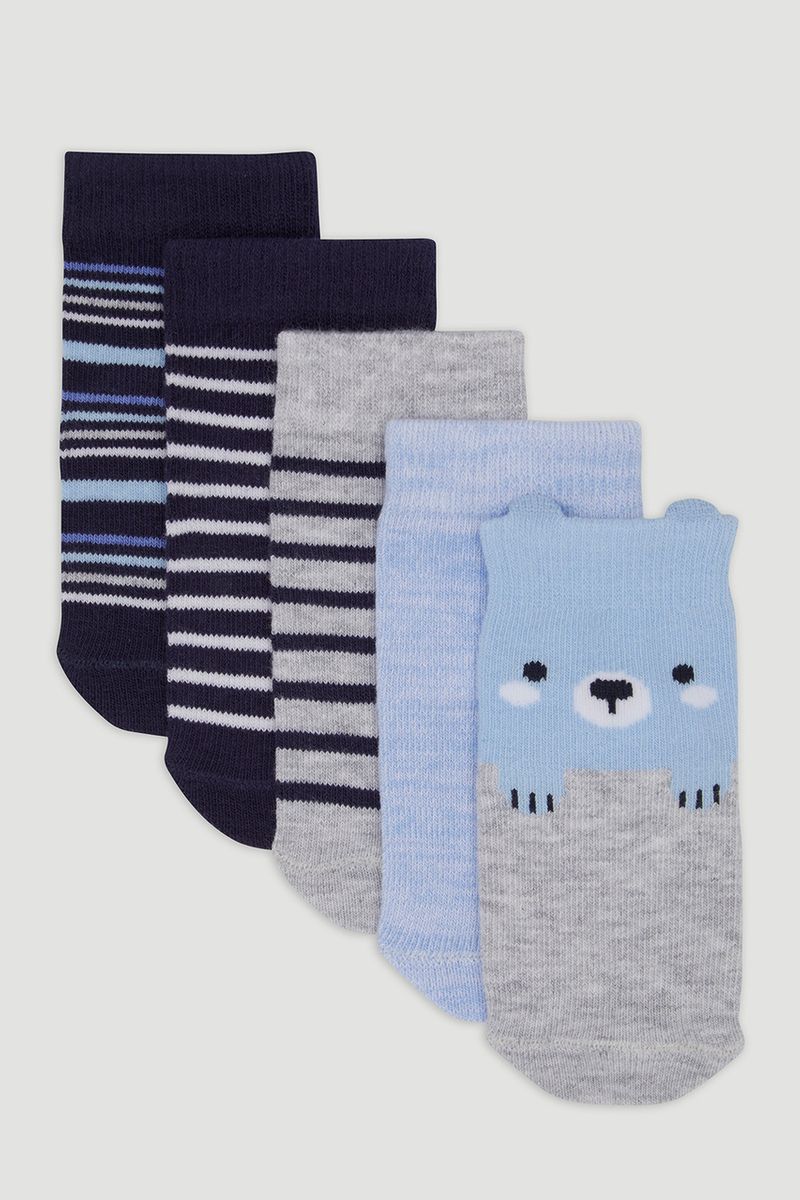 5 Pack Stripe Bear Socks