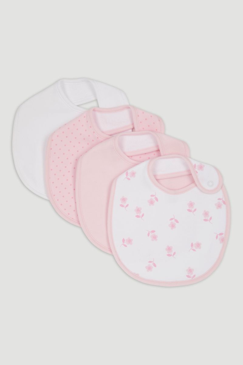 4 Pack Pink Flower Bibs