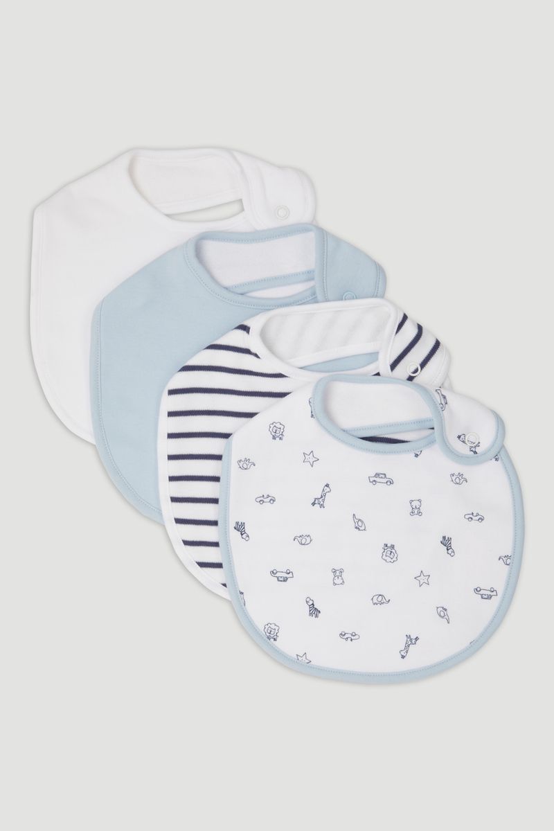 4 Pack Blue & White Bibs