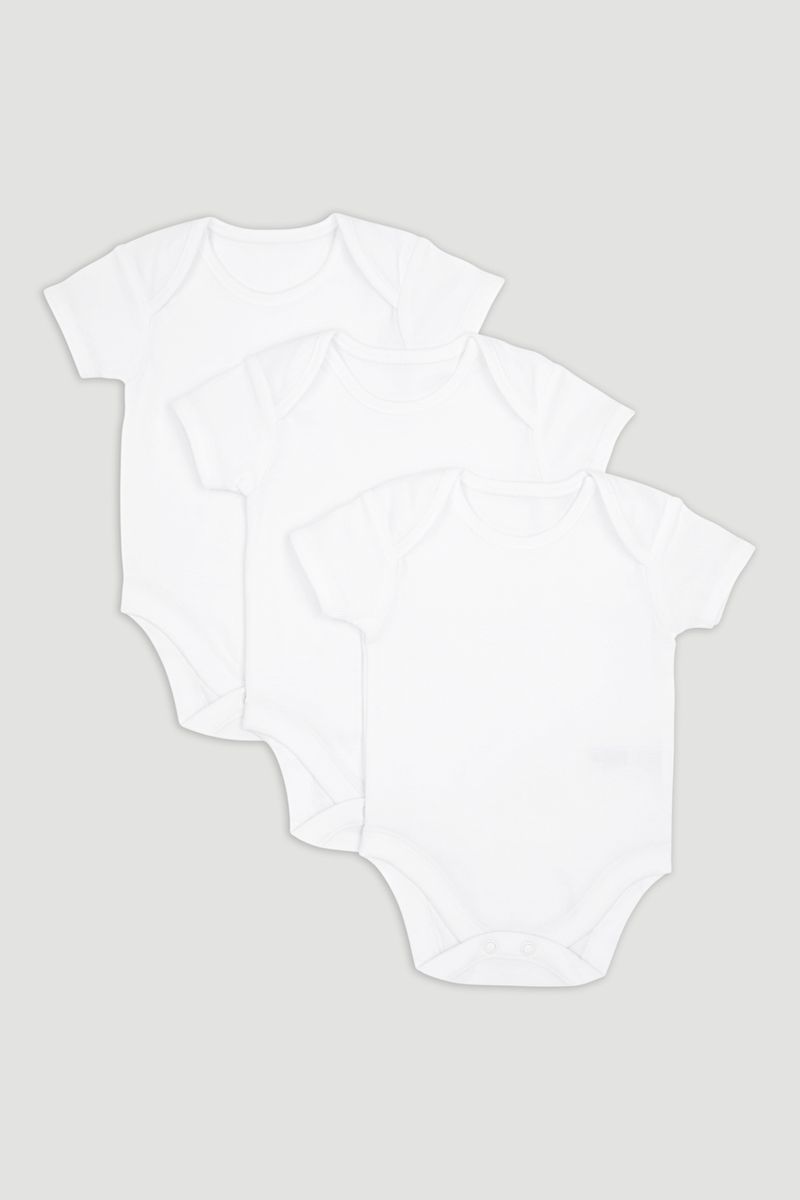 3 Pack White short sleeve Bodysuits