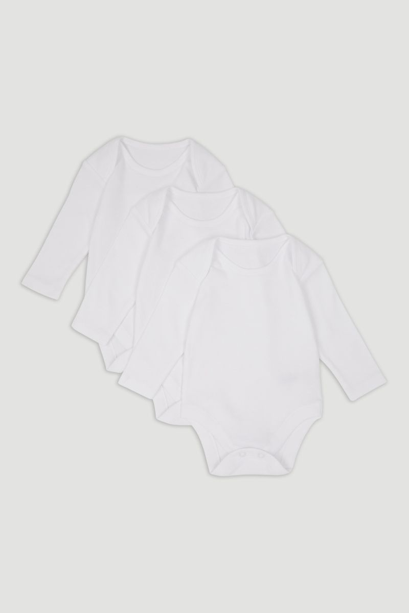 3 Pack Long Sleeve White Bodysuits