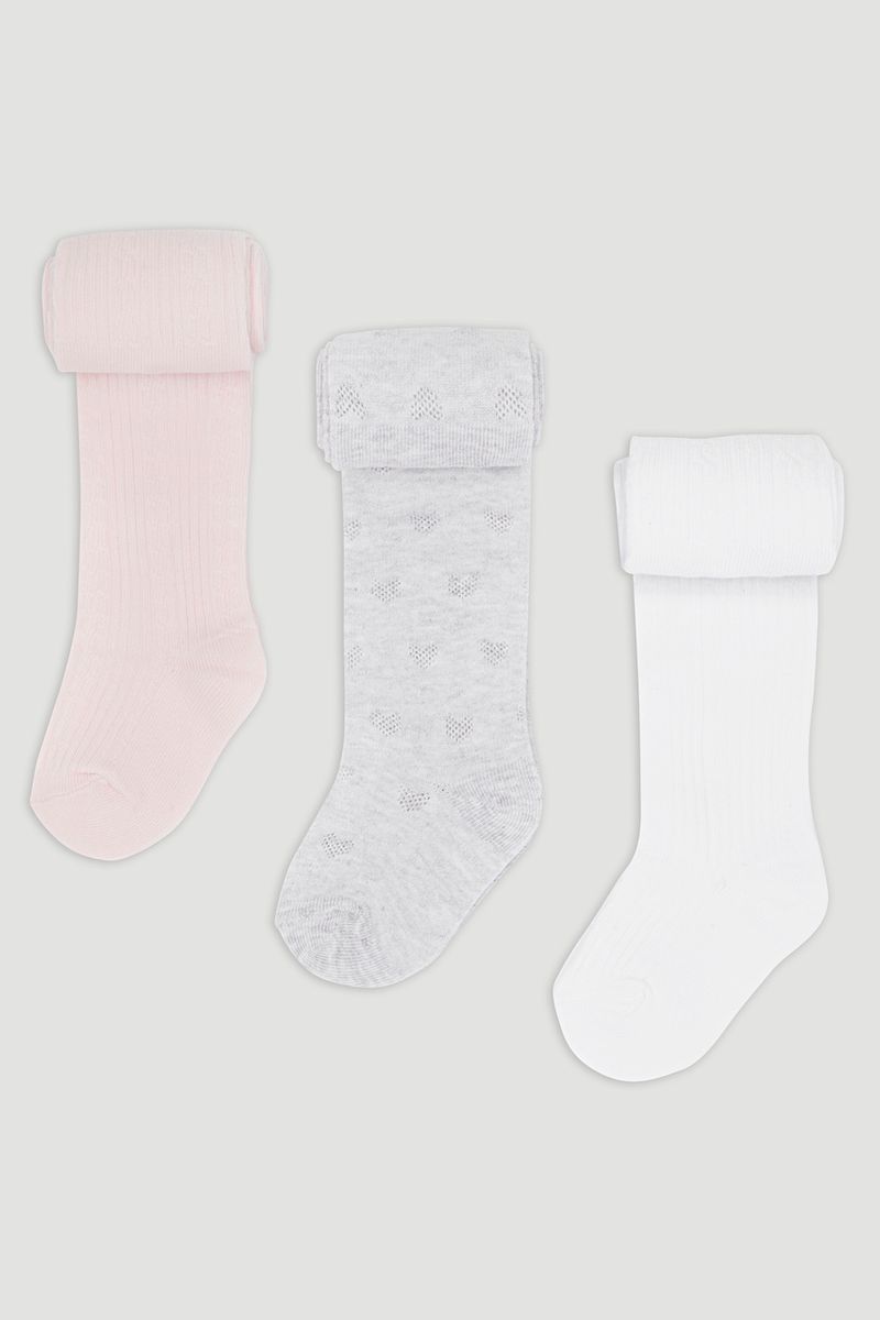 3 Pack Pink & Grey Tights