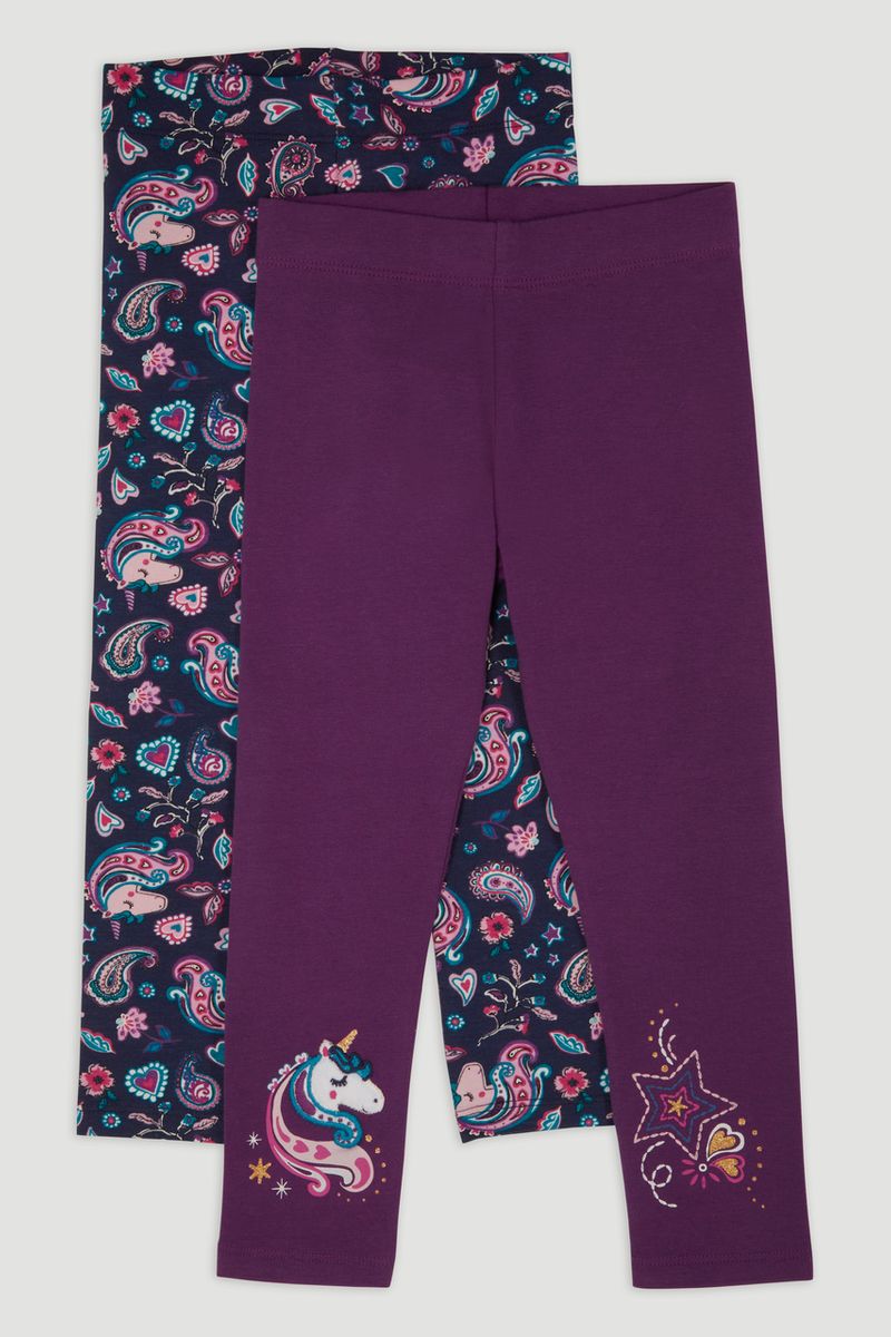 2 Pack Purple Magical Unicorn Leggings
