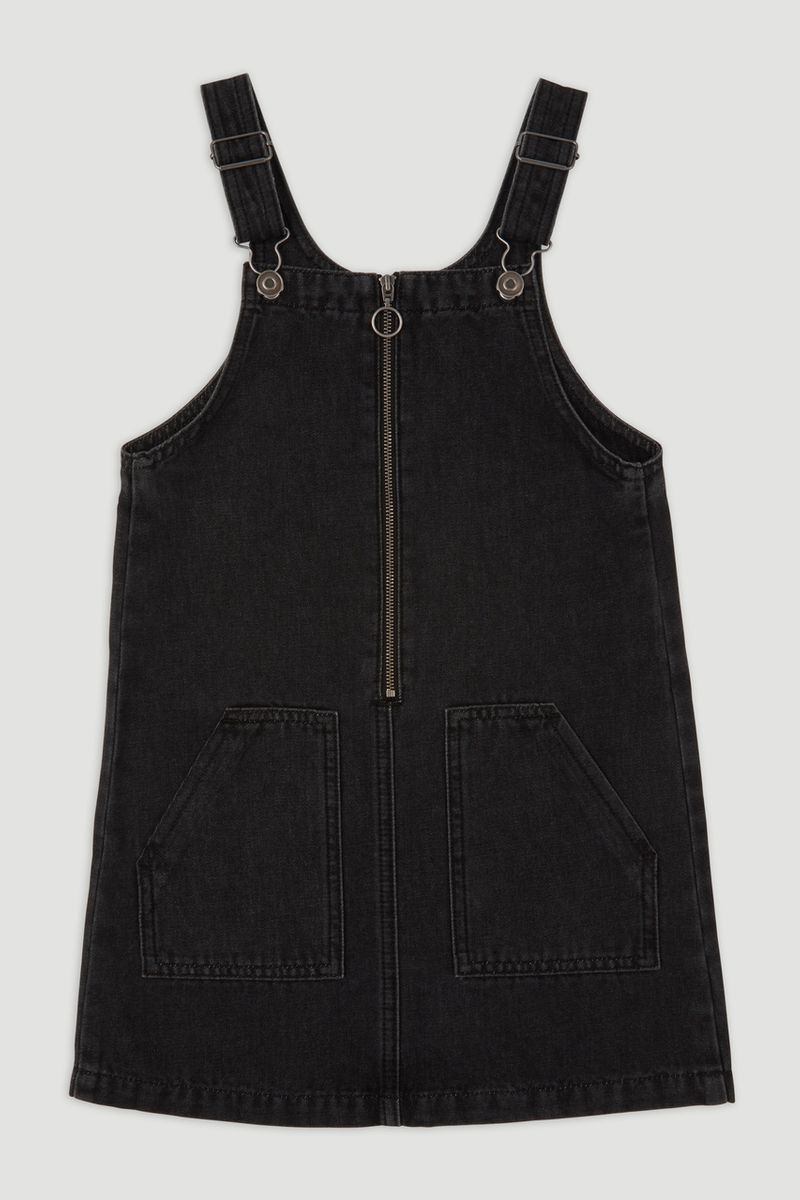 Black Denim Pinafore Dress 3-14yrs