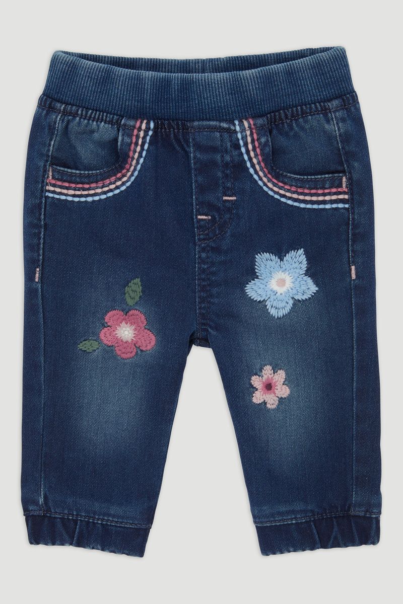 Embroidered Pull On Jeans