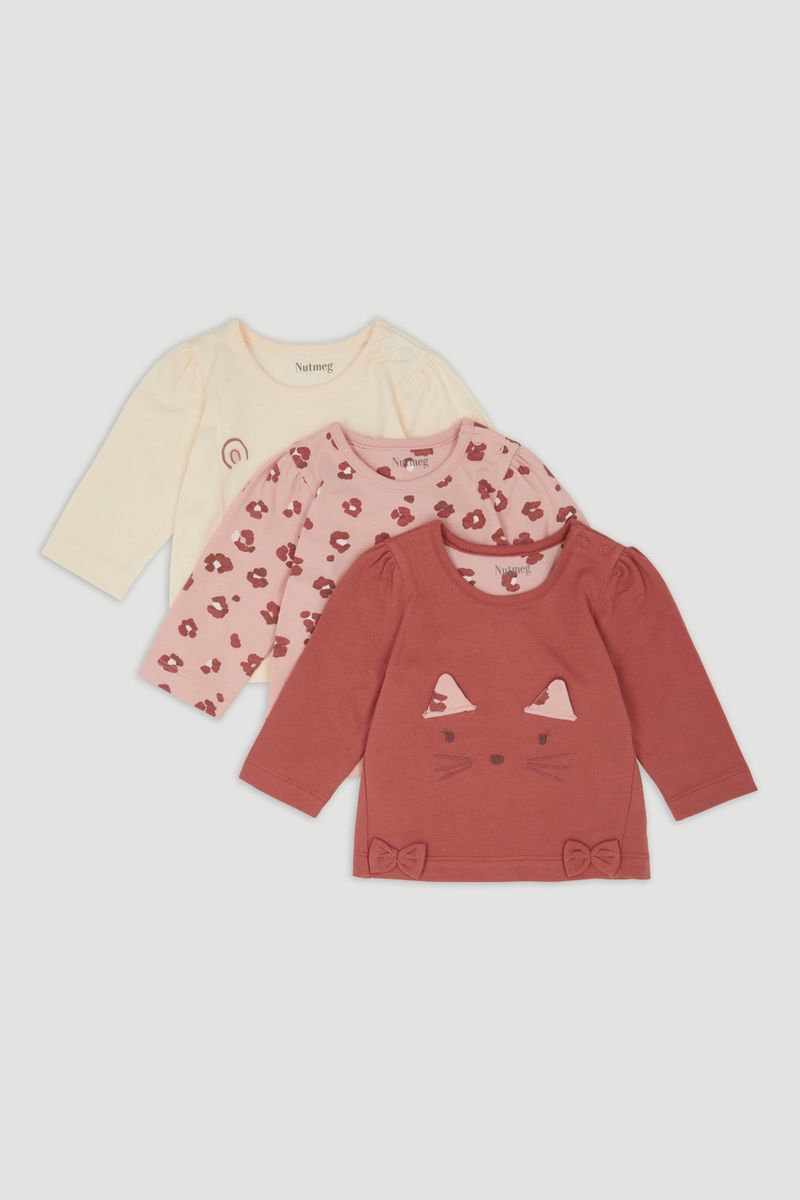 3 Pack Kitten long Sleeve T-Shirts