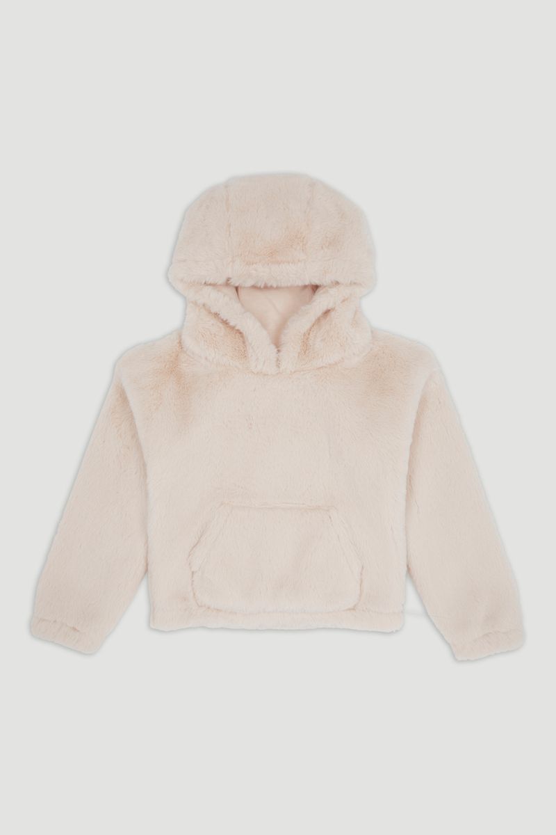 Cream Soft Faux Fur Hoodie