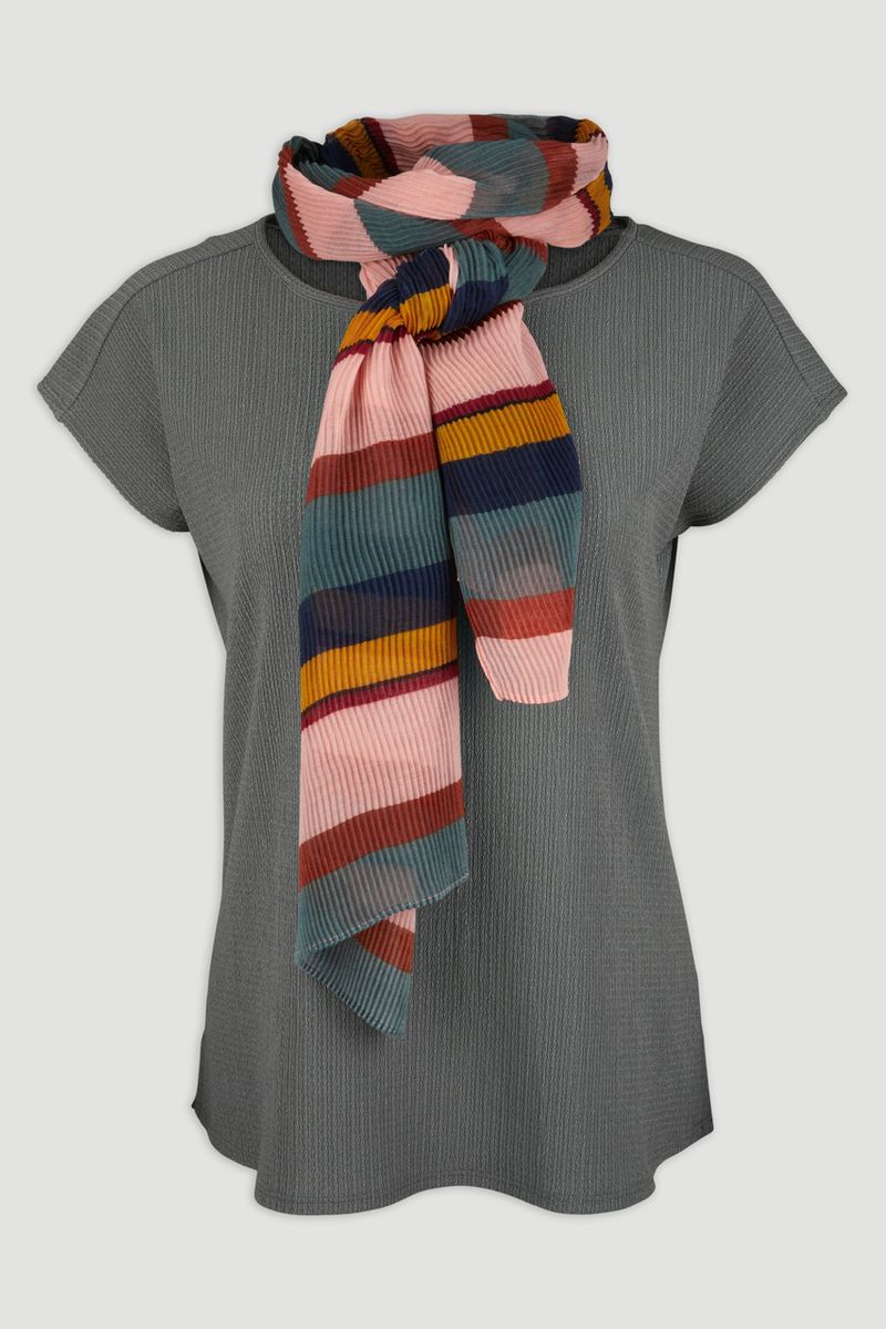 Green Top with Stripe Scarf