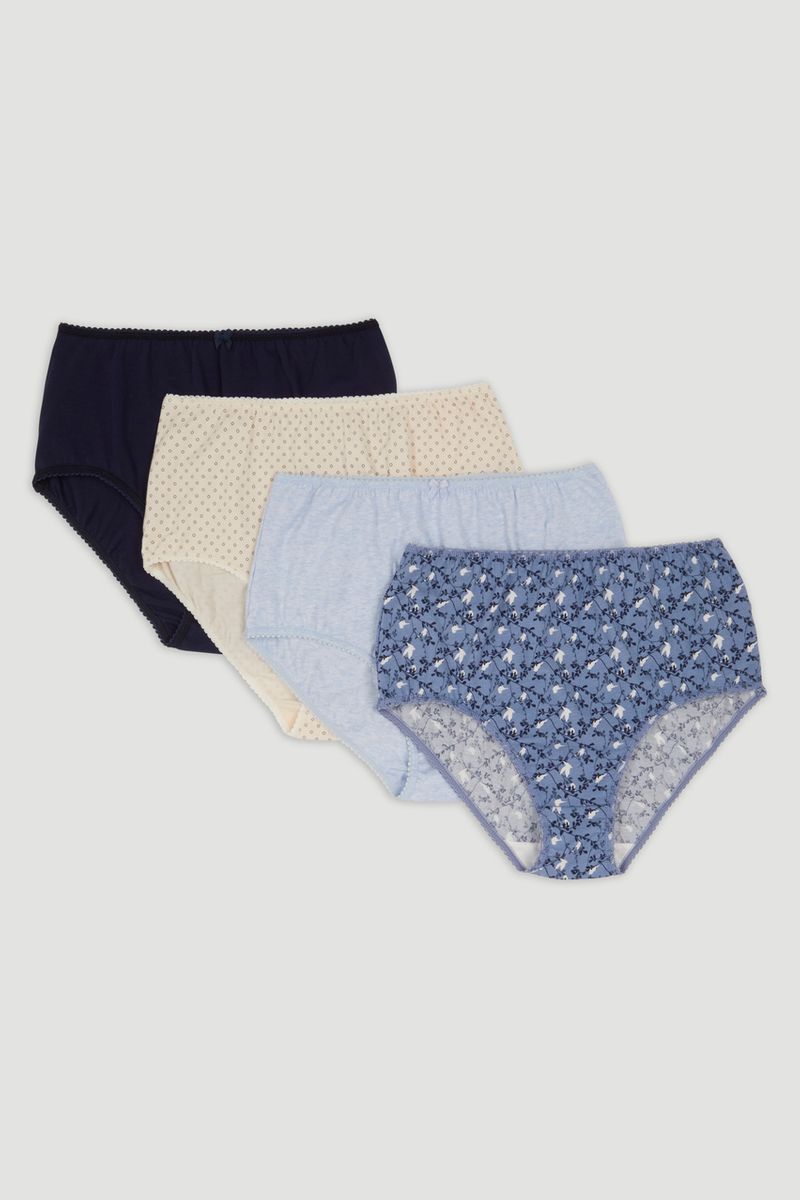 4 Pack Blue & Cream Briefs