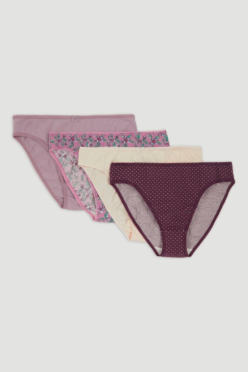 4 Pack High Leg Floral Briefs