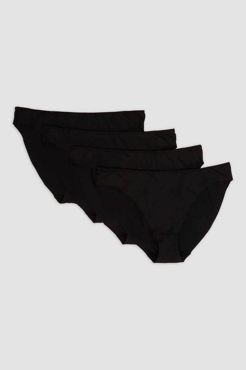 4 Pack High Leg Black Briefs