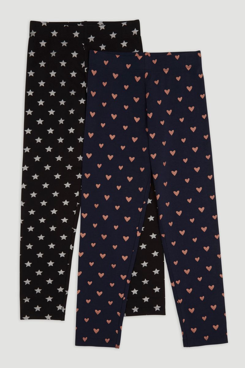 2 Pack Star & Heart leggings
