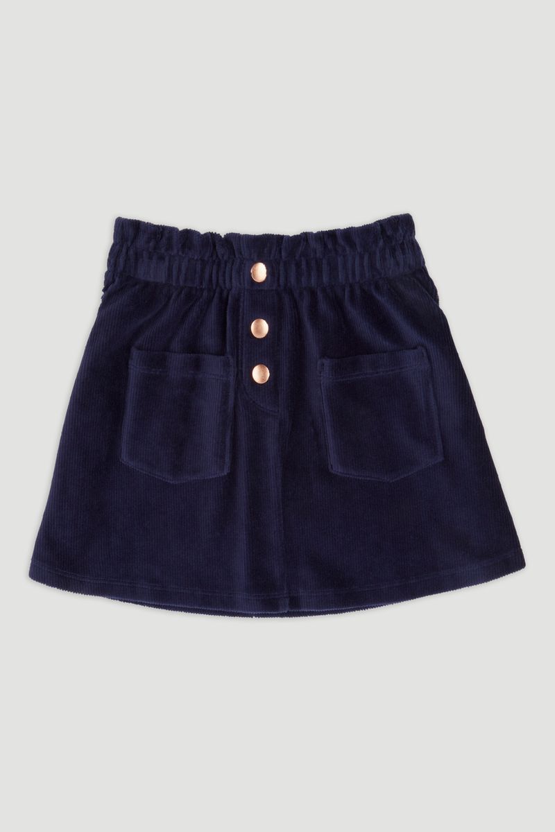 Navy Soft Velour Skater Skirt