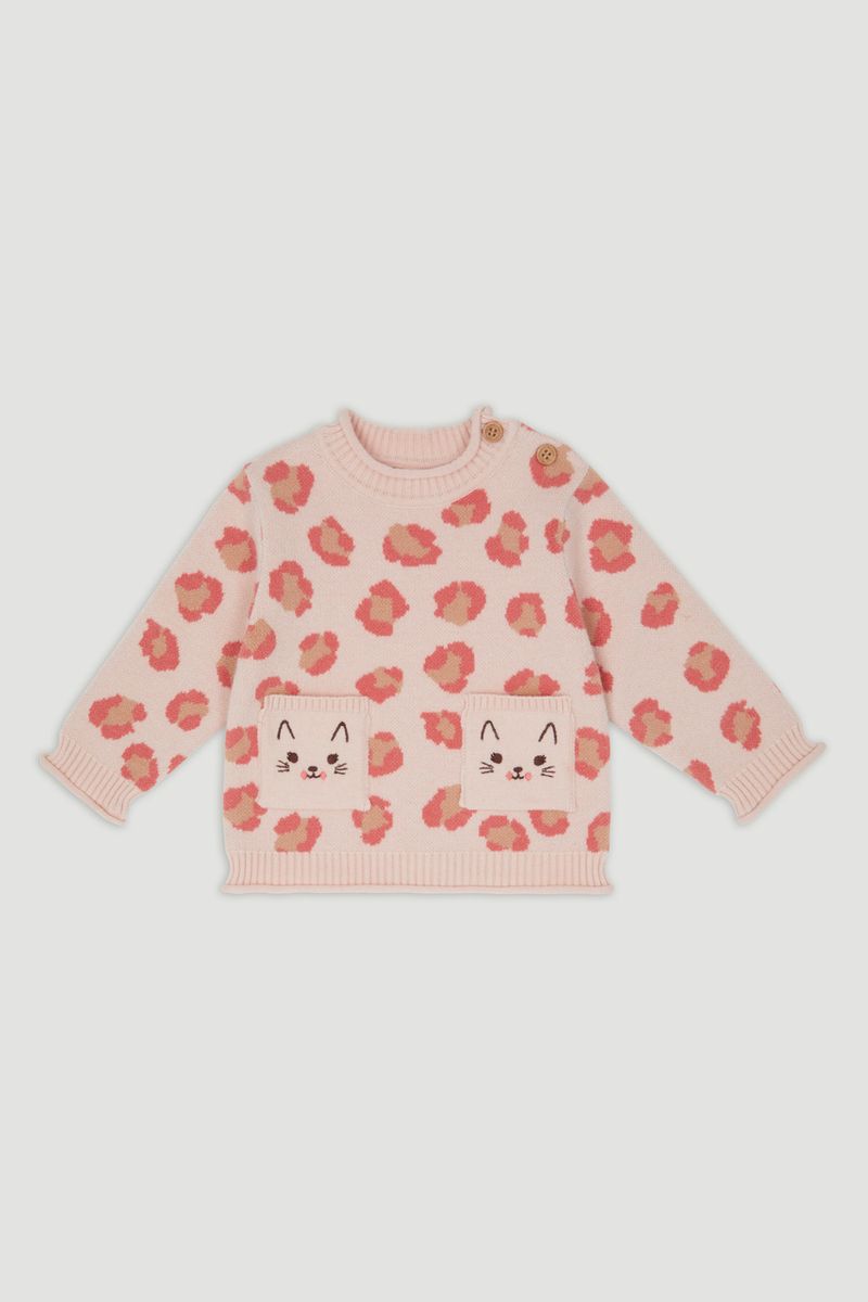 Pink Leopard Pocket Jumper