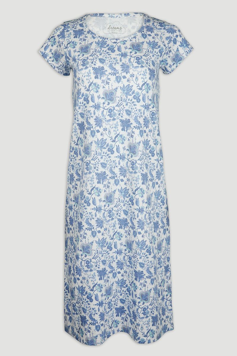 Blue Floral Jersey Nightie
