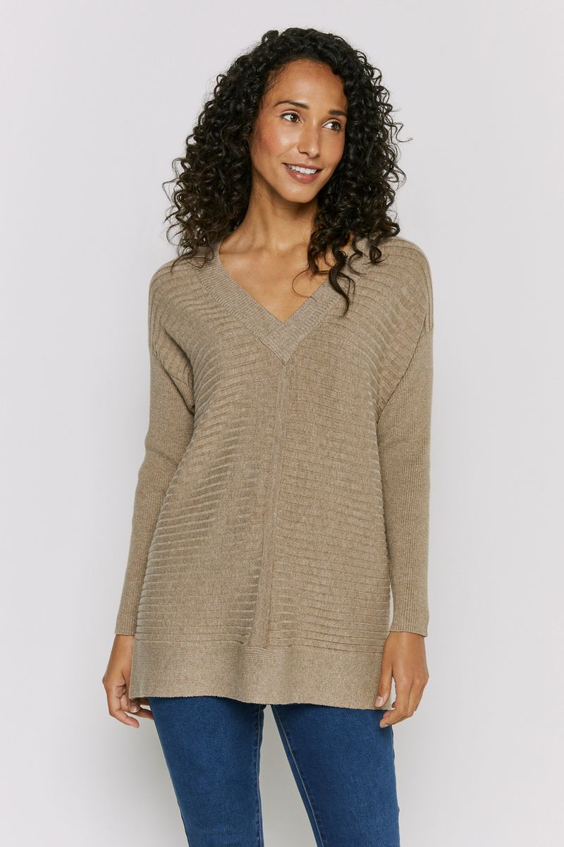 V-Neckline Oatmeal Jumper