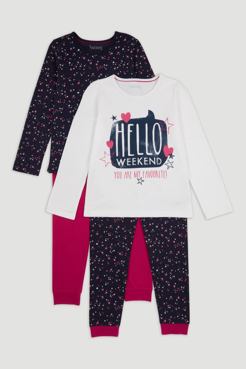 2 Pack Navy Print Pyjamas