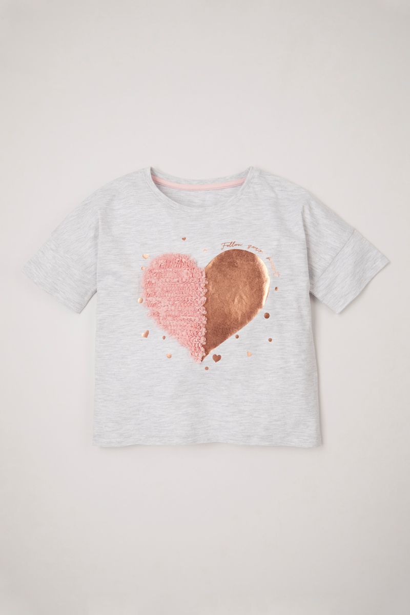 3D Heart Foil Print T-shirt