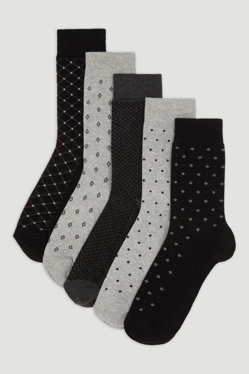 5 Pack Monochrome Socks
