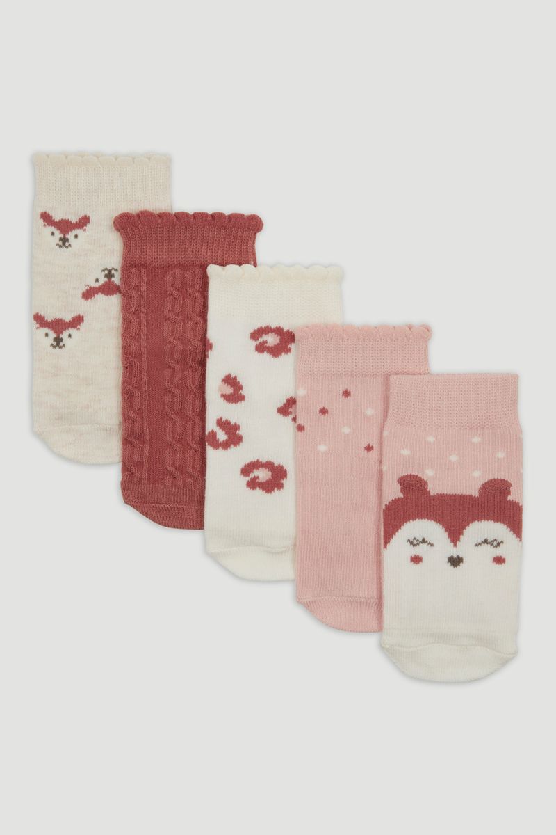 5 Pack Pink Animal Socks