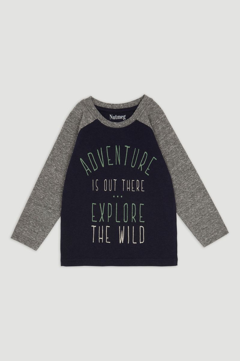 Navy Explore Slogan T-shirt