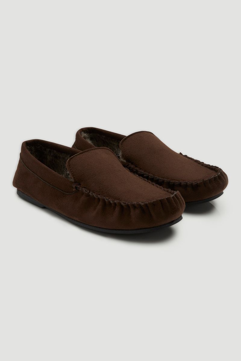 Chocolate Fur Lined Moccasin