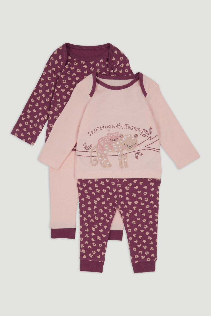 2 Pack Leopard Applique Pyjamas