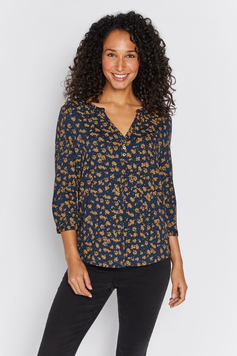 Ditsy Floral Henley Shirt