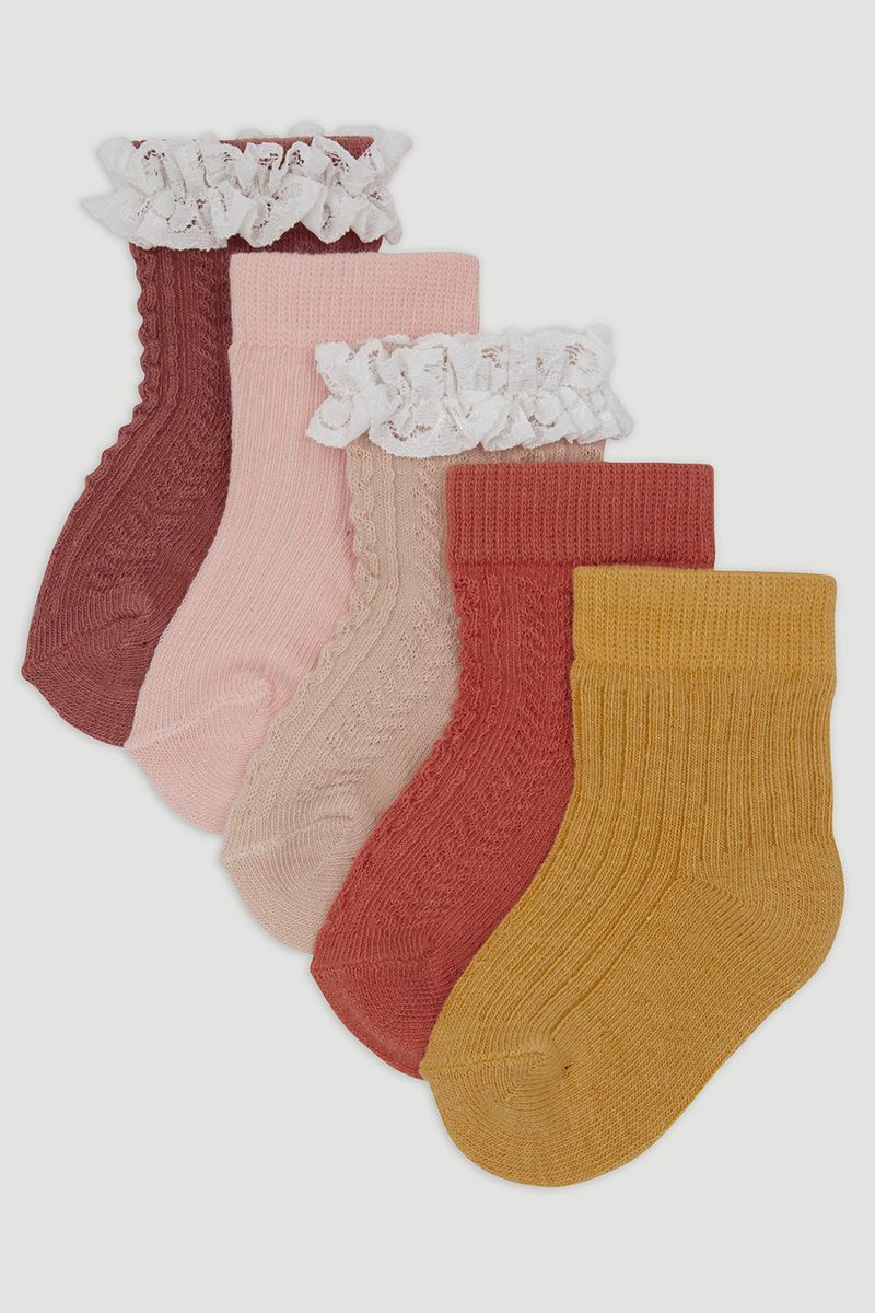 5 Pack Frilly Orange Socks