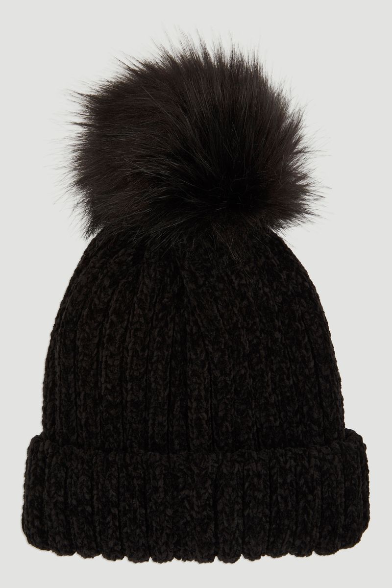 Chenille Rib Black Hat