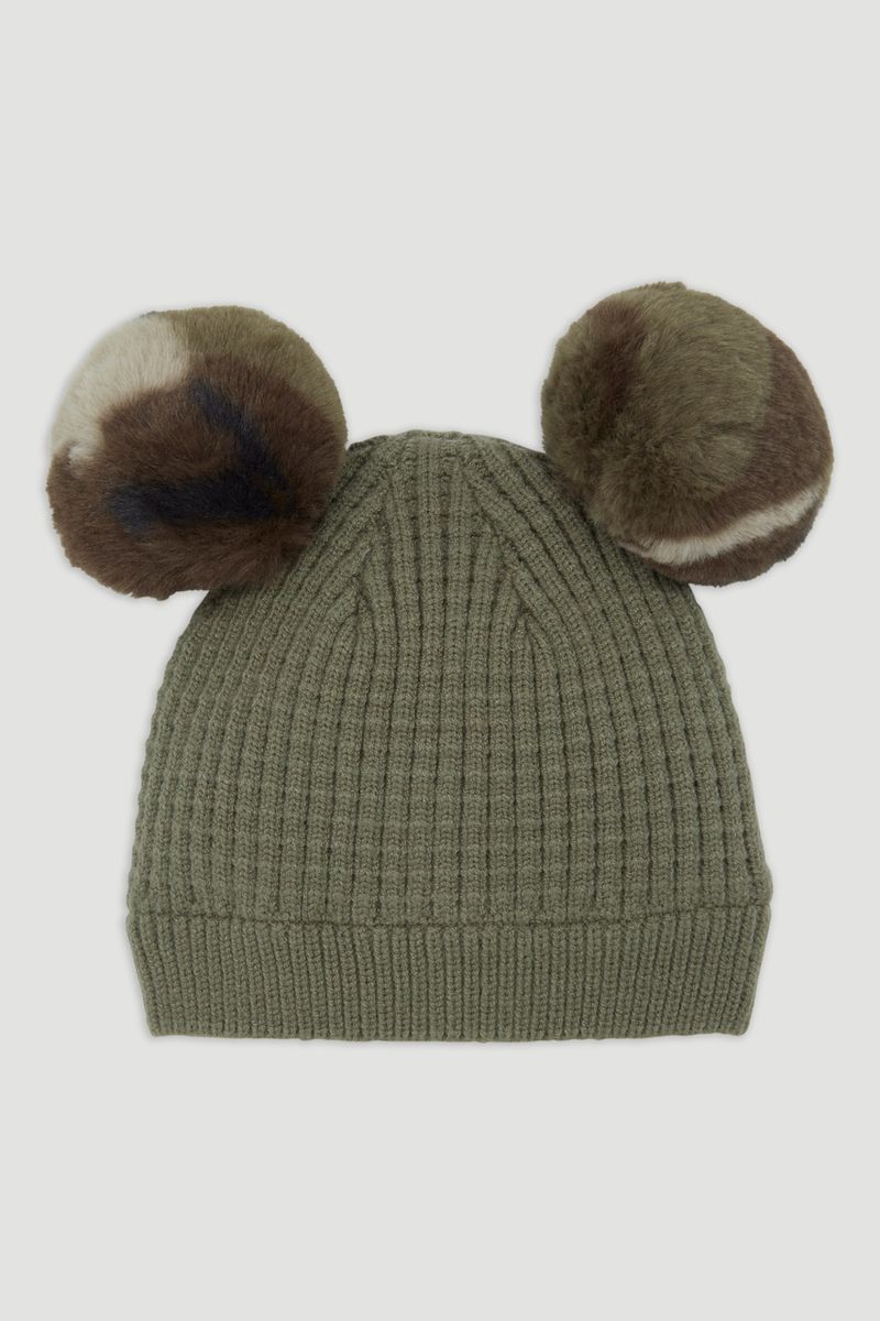 Khaki Camo Pom Pom hat