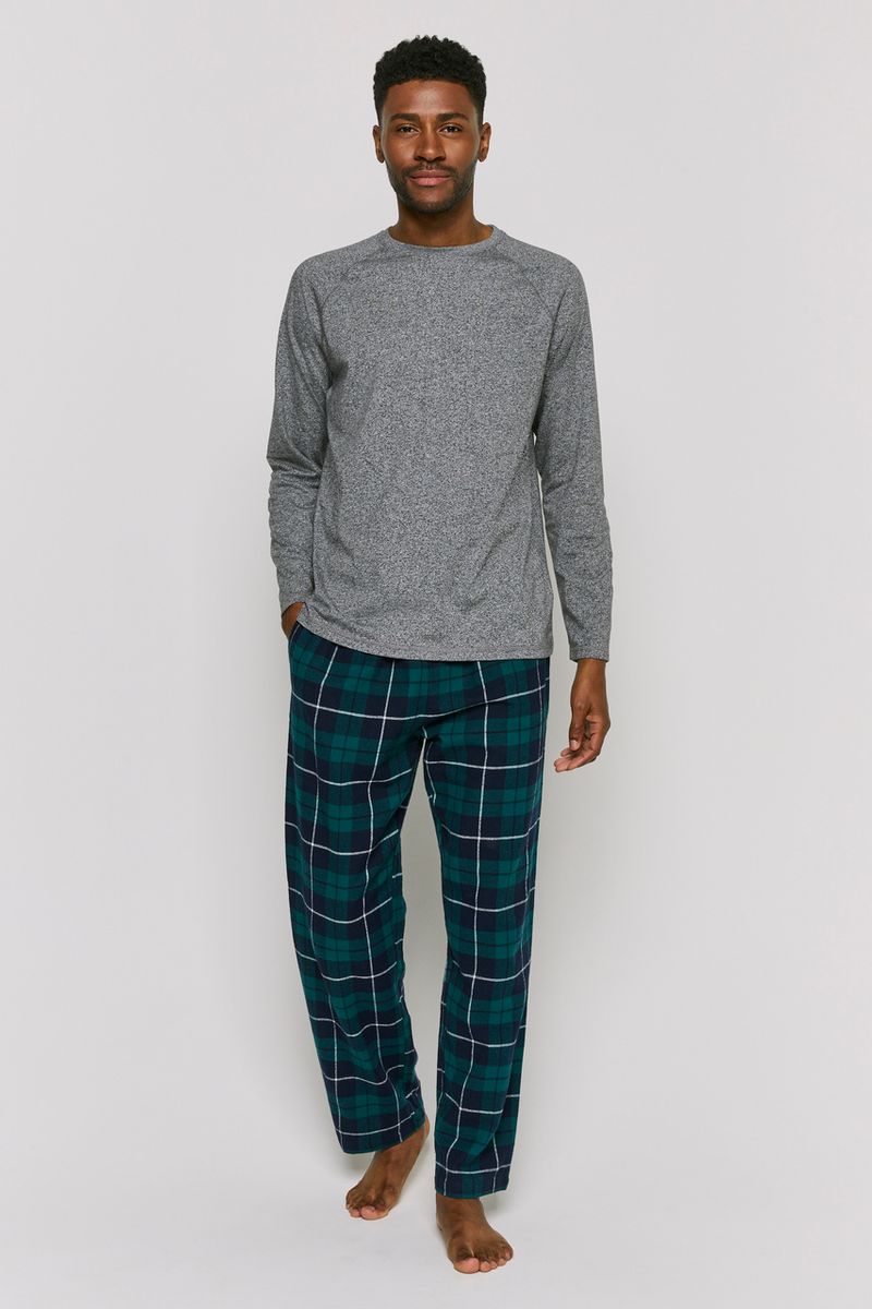 Grey & Check Print Pyjamas