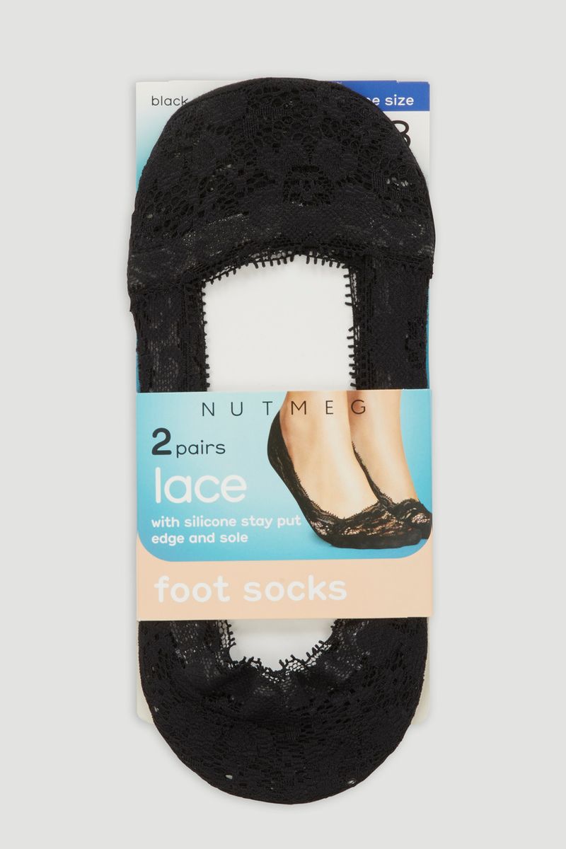 Black 2 Pack Lace Footsies