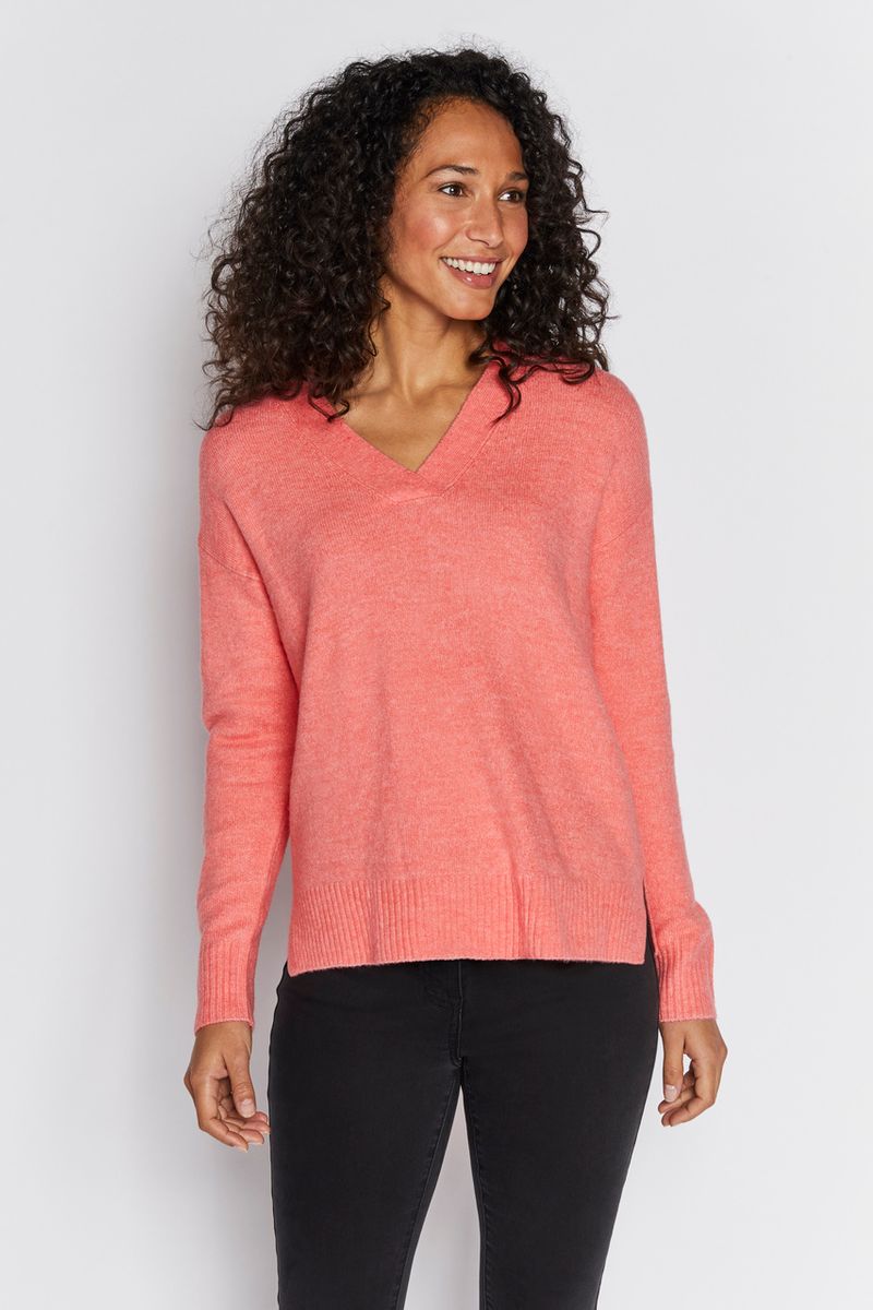 Coral V-Neckline Jumper