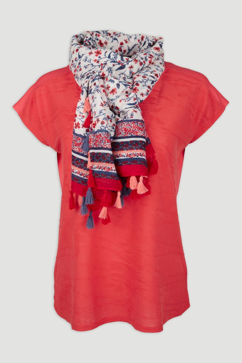Red Top with Scarf