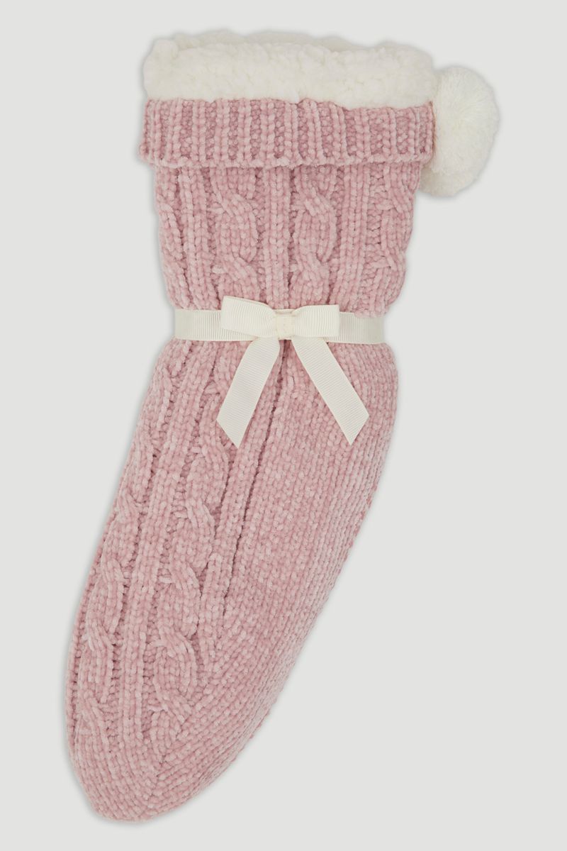 Pink Chenille Lounge Socks