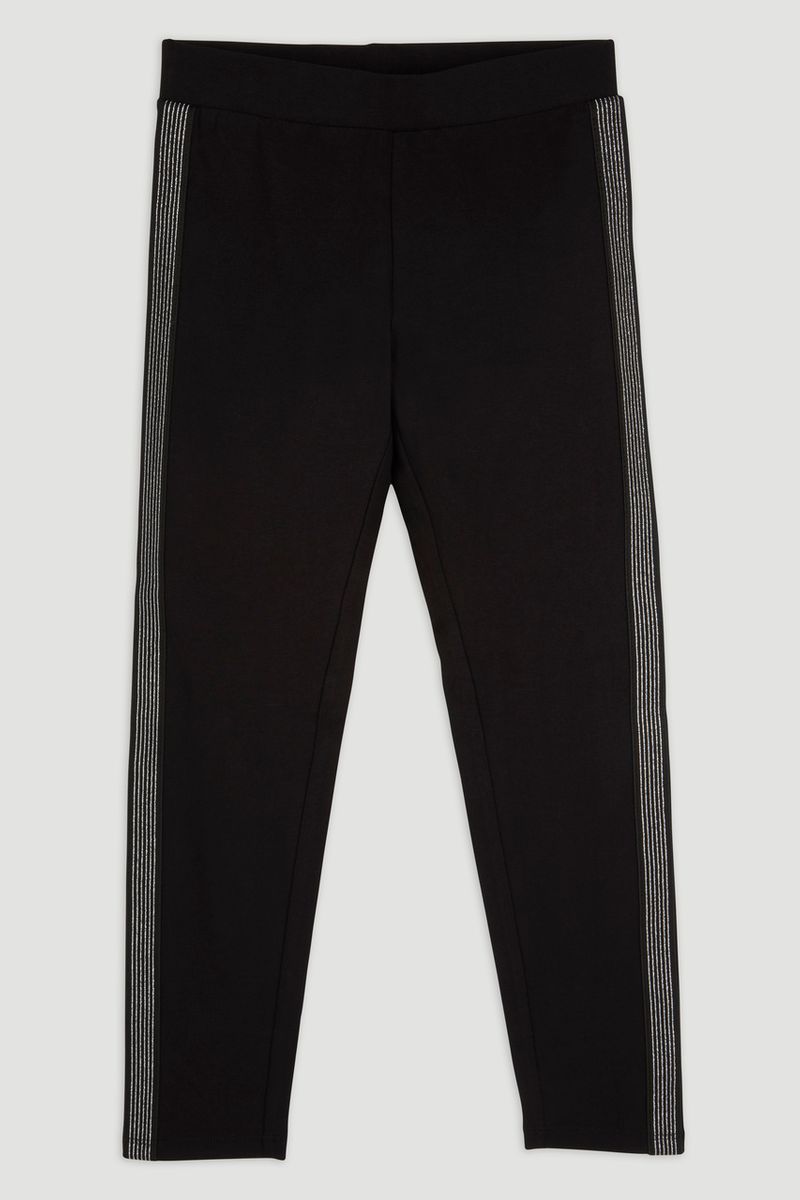 Black Silver Tape Leggings