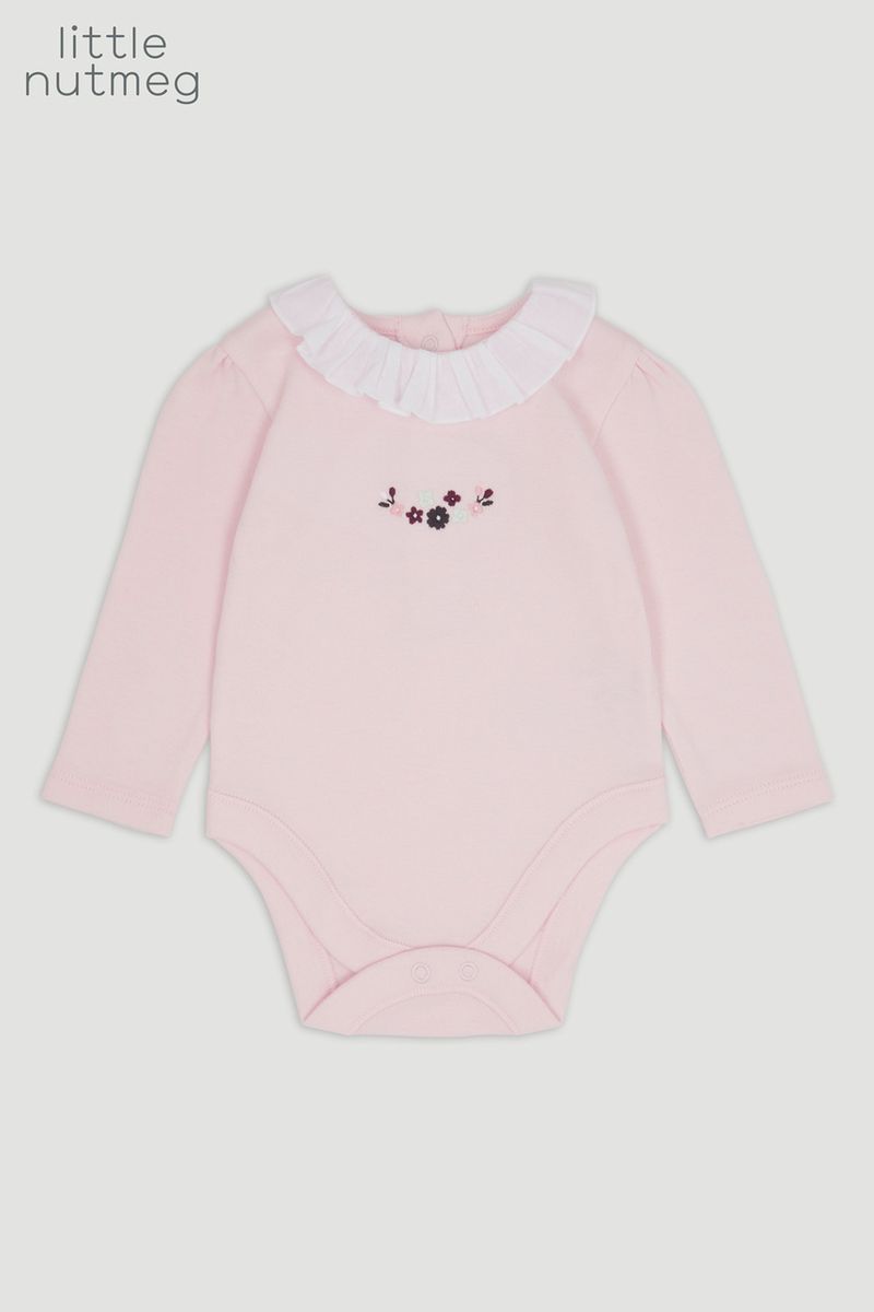 Little Nutmeg Pink Ruffle Collar Bodysuit